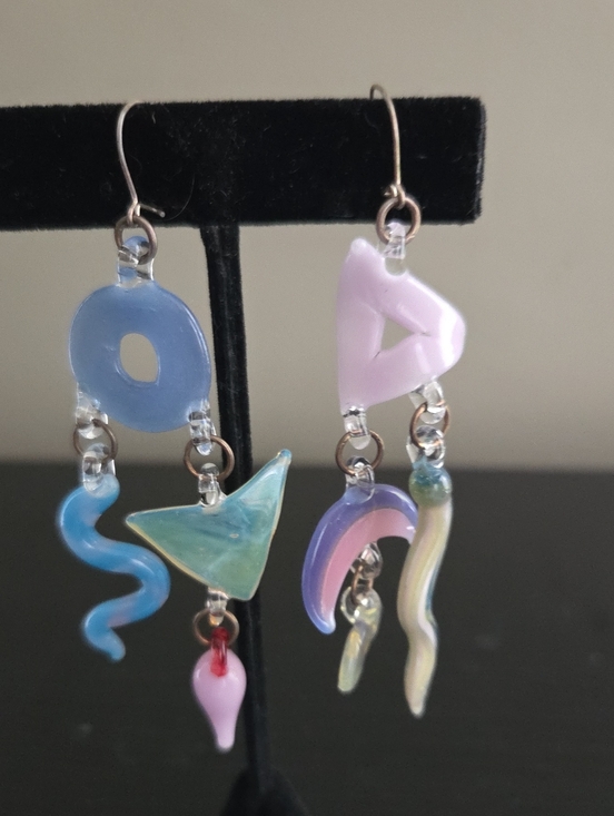 Jewelry - Pastel Abstract Fun Glass Drop Earrings